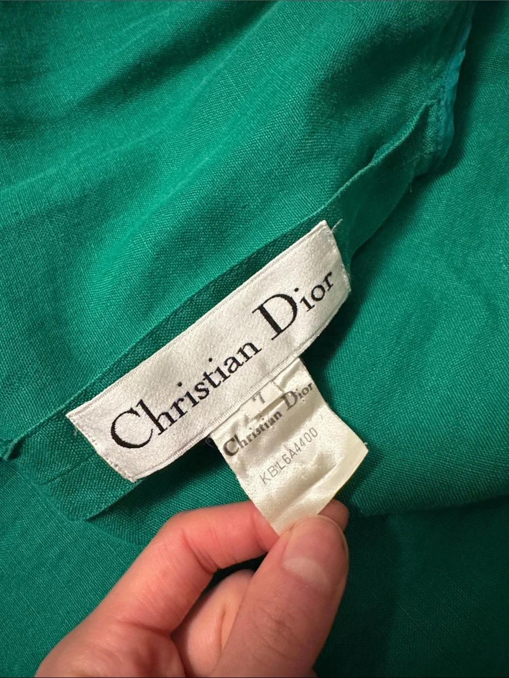 Vintage Dior Green Lightweight Women's Blazer Jacket with Contrast Stitching